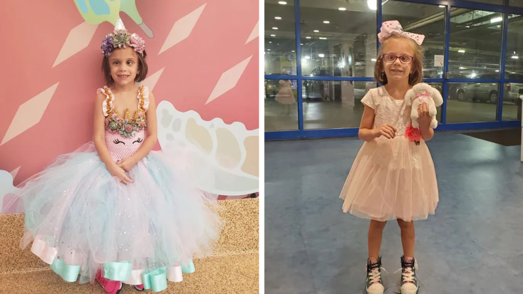 A 5-year-old girl wears princess dresses for her chemotherapy treatment.